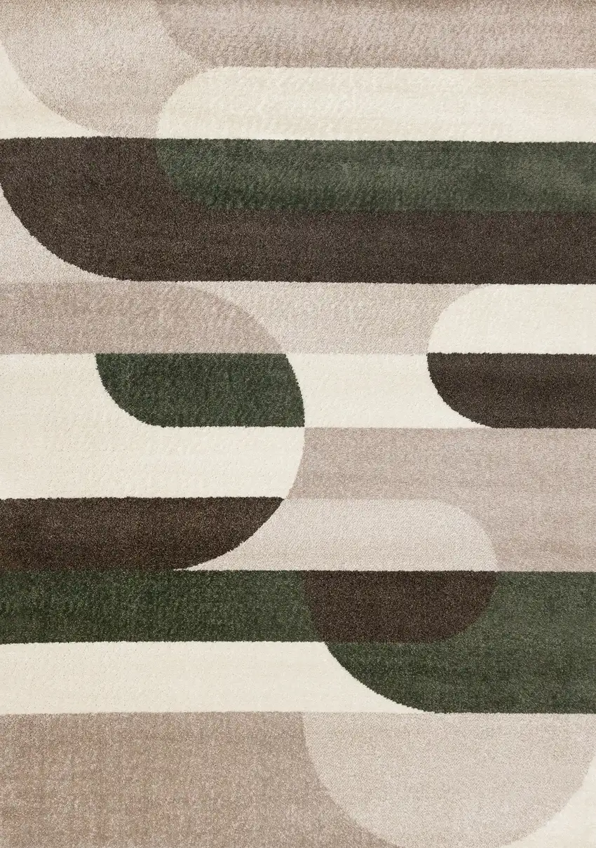 Cream Green And Brown Geometric Area Rug Photo 2