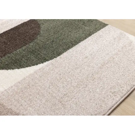 Cream Green And Brown Geometric Area Rug Photo 8