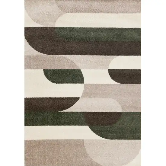 Cream Green And Brown Geometric Area Rug Photo 2