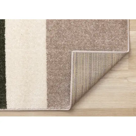 Cream Green And Brown Geometric Area Rug Photo 9