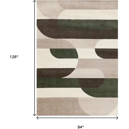Cream Green And Brown Geometric Area Rug Photo 3