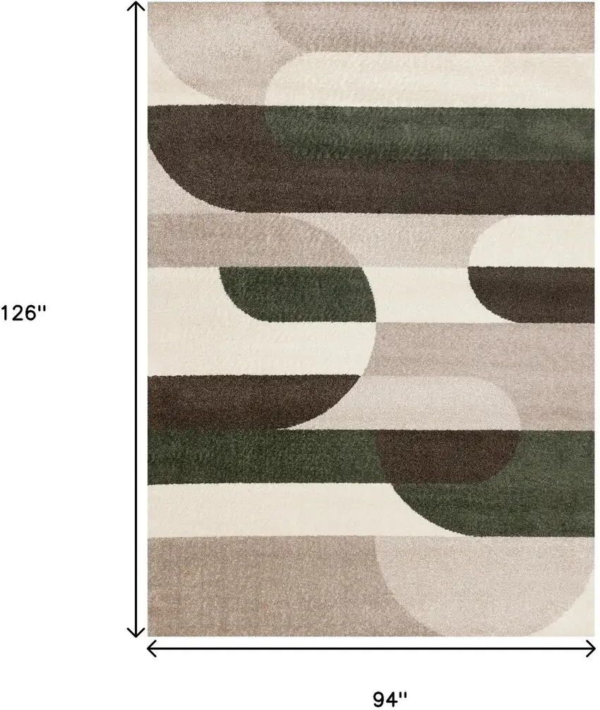 Cream Green And Brown Geometric Area Rug Photo 3
