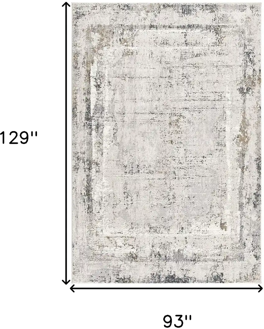 Gray and Ivory Abstract Power Loom Area Rug Photo 3