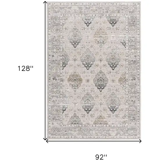 Cream Grey Oriental Area Rug Photo 8