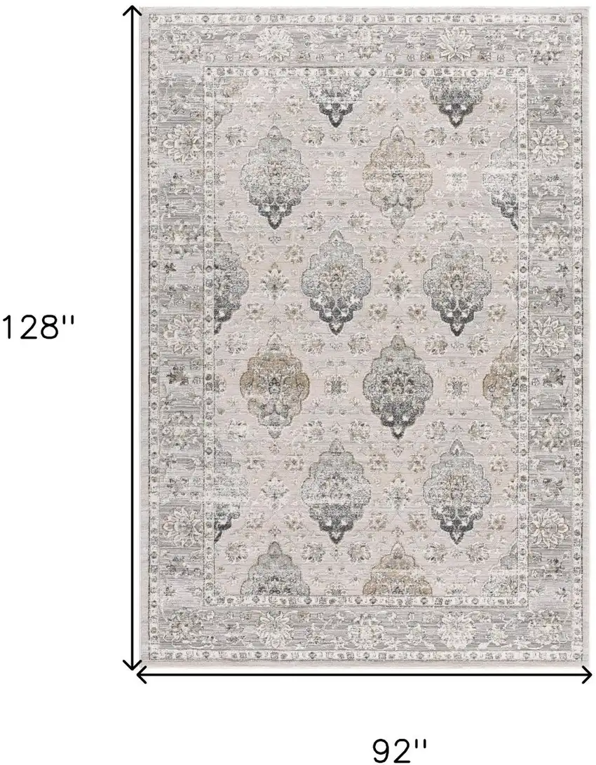 Cream Grey Oriental Area Rug Photo 8