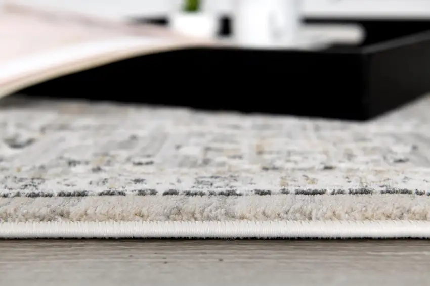 Cream Grey Oriental Area Rug Photo 7