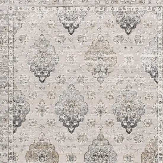 Cream Grey Oriental Area Rug Photo 4