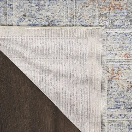 Cream Ivory And Brown Medallion Distressed Area Rug With Fringe Photo 9
