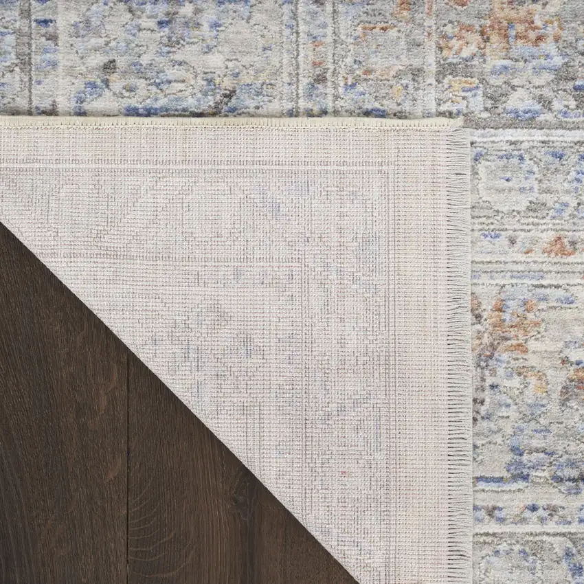 Cream Ivory And Brown Medallion Distressed Area Rug With Fringe Photo 9