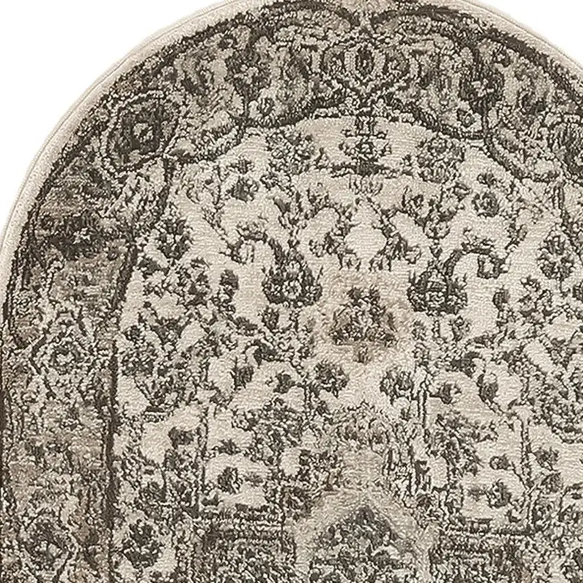 Cream Medallion Power Loom Area Rug Photo 1