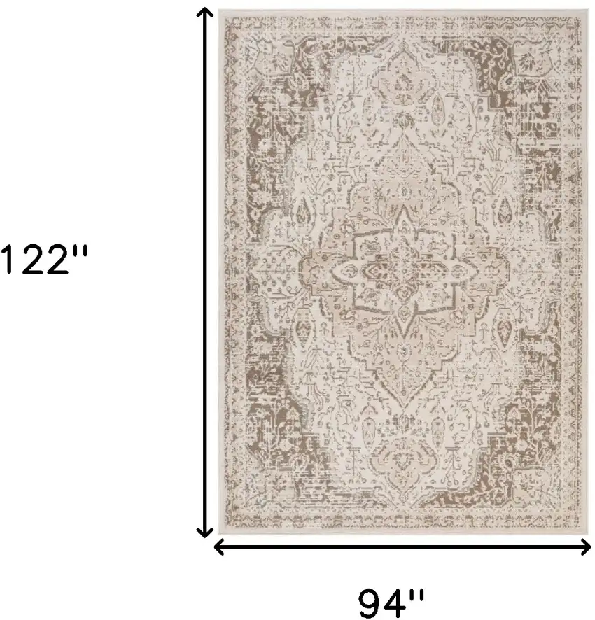 Cream Medallion Power Loom Area Rug Photo 6