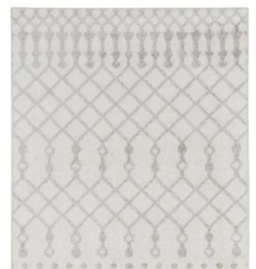 8' Gray And Ivory Moroccan Runner Rug Photo 5