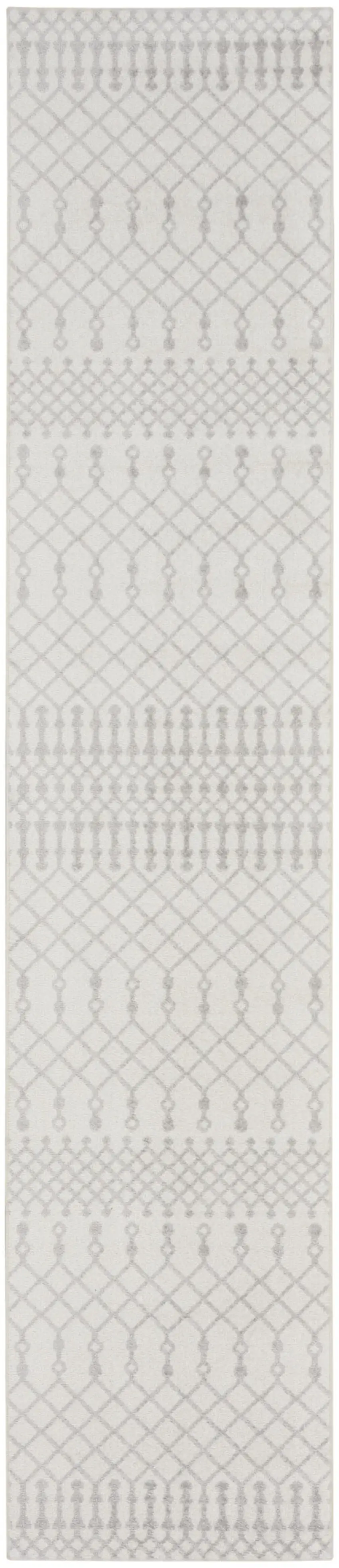 8' Gray And Ivory Moroccan Runner Rug Photo 8