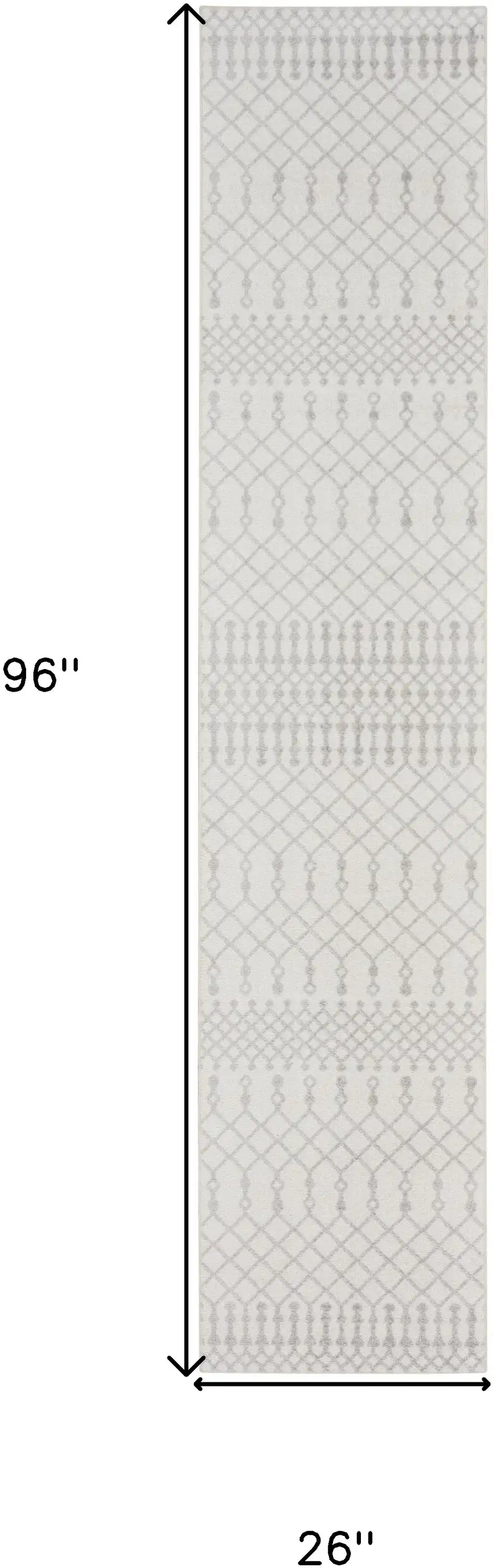 Cream Moroccan Power Loom Runner Rug Photo 3