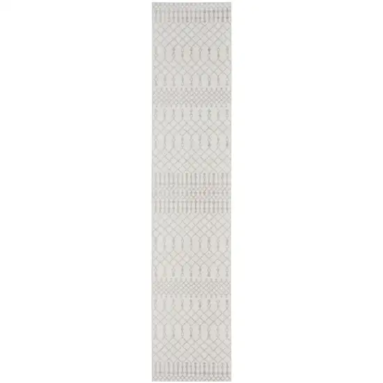 8' Gray And Ivory Moroccan Runner Rug Photo 2