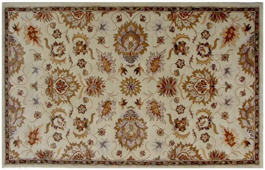 Cream Oriental Hand Tufted Non Skid Area Rug Photo 4