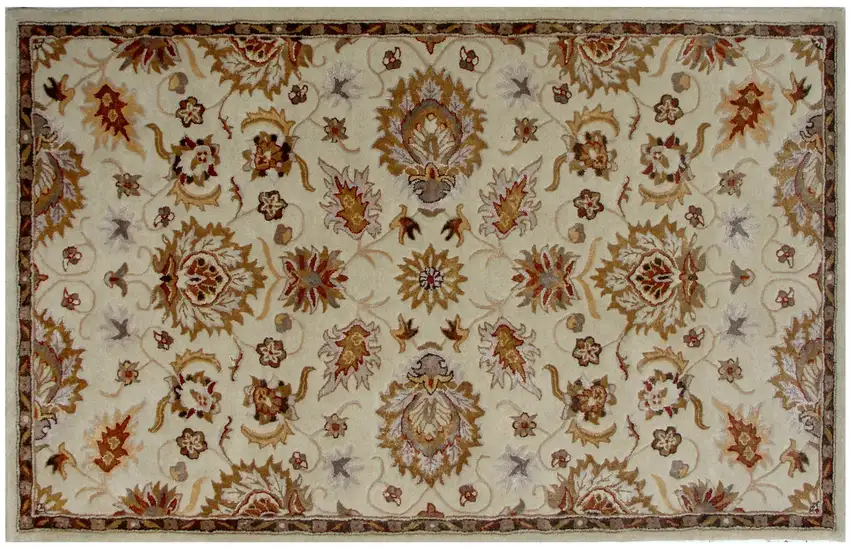 Cream Oriental Hand Tufted Non Skid Area Rug Photo 2