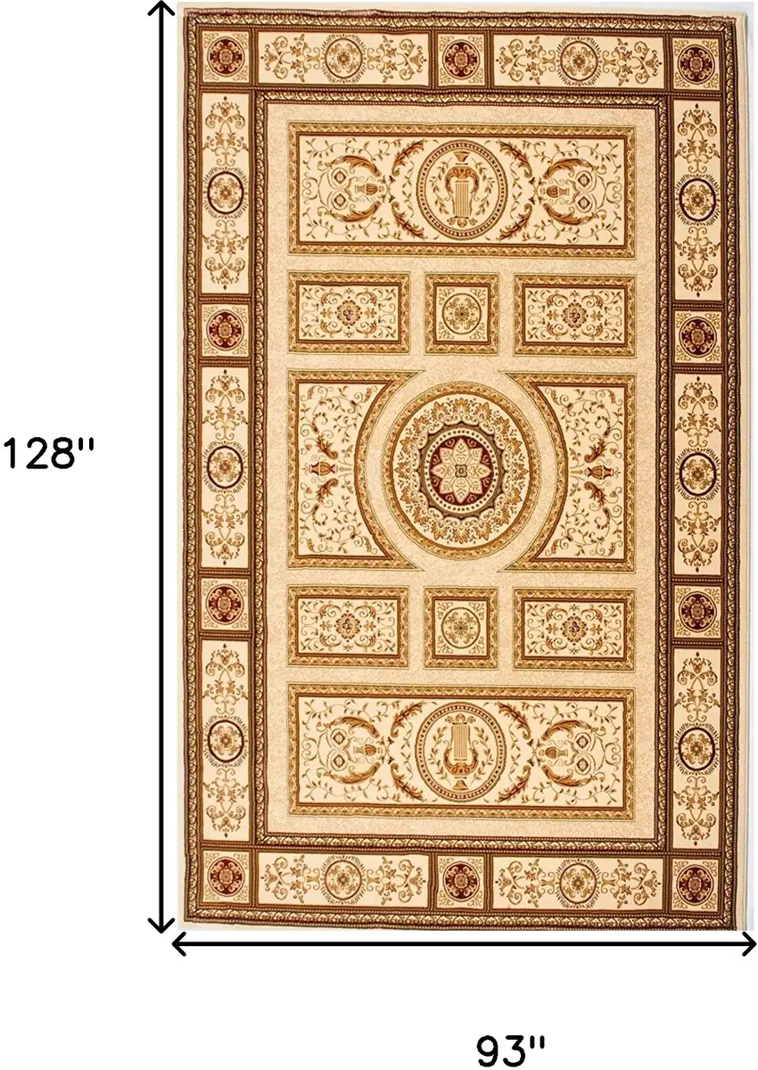 Cream Oriental Power Loom Stain Resistant Area Rug Photo 3