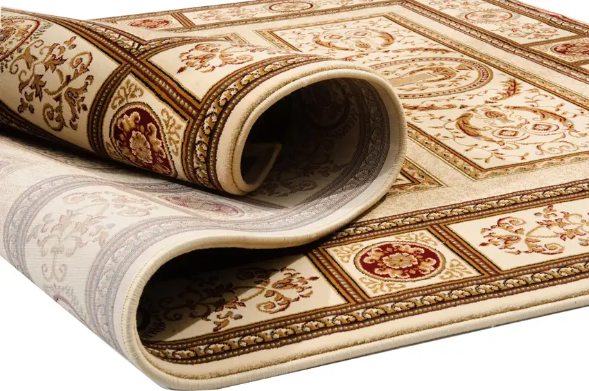Cream Oriental Power Loom Stain Resistant Area Rug Photo 6