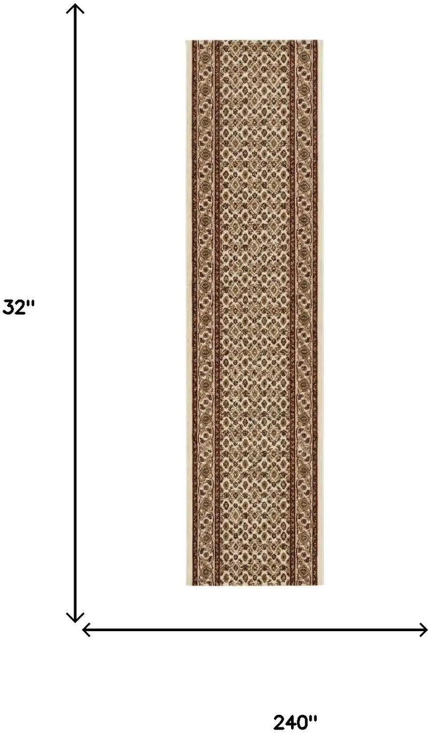 20' Beige And Ivory Oriental Runner Rug Photo 5