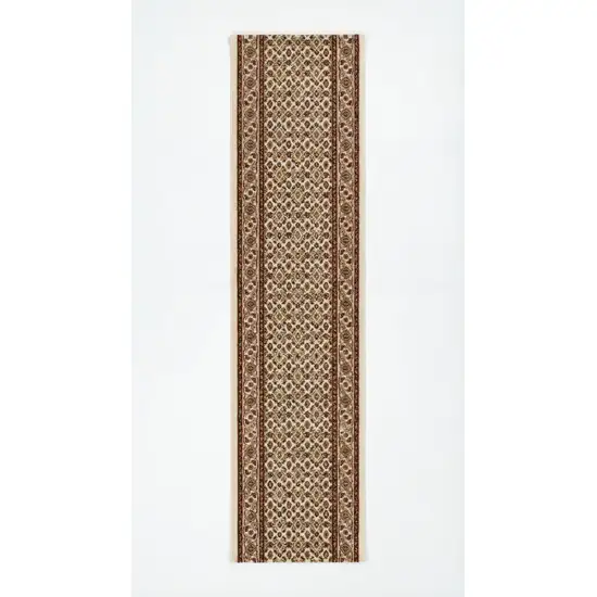 20' Beige And Ivory Oriental Runner Rug Photo 7