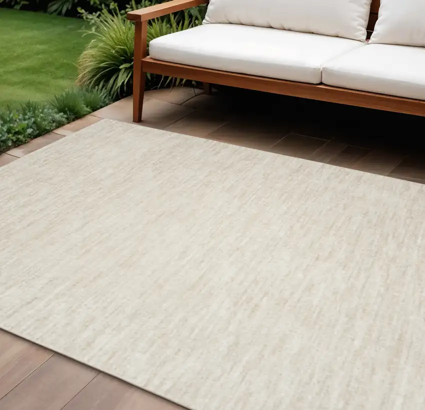 Beige and Ivory Indoor Outdoor Area Rug Photo 1