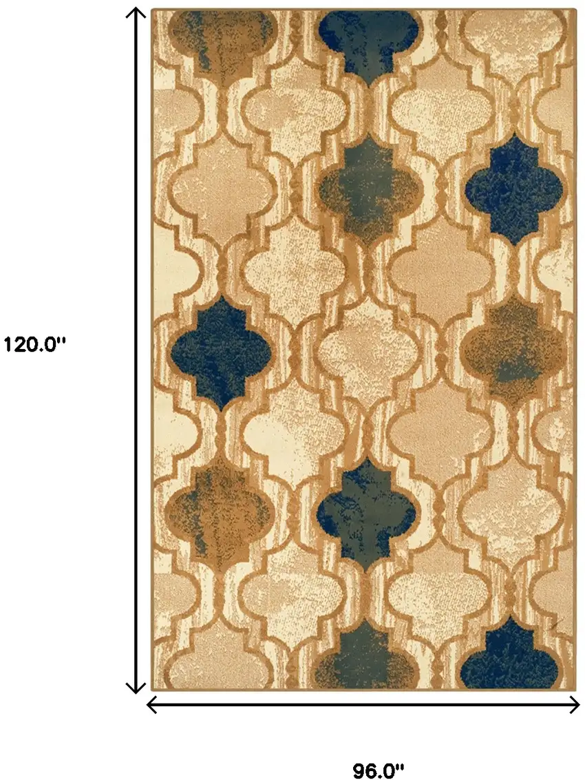 Cream Quatrefoil Power Loom Distressed Stain Resistant Area Rug Photo 8