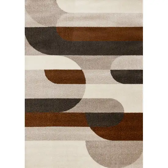 Cream Red And Brown Geometric Area Rug Photo 2