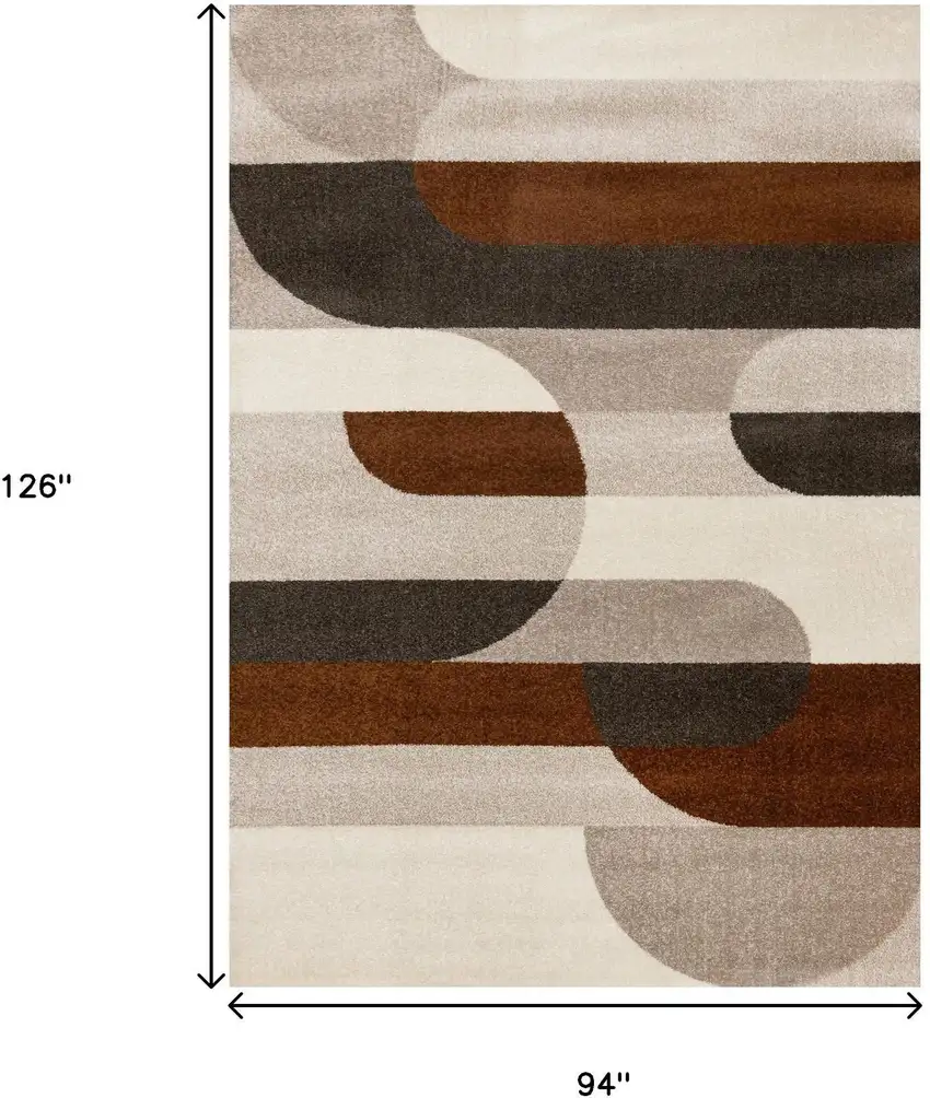 Cream Red And Brown Geometric Area Rug Photo 3