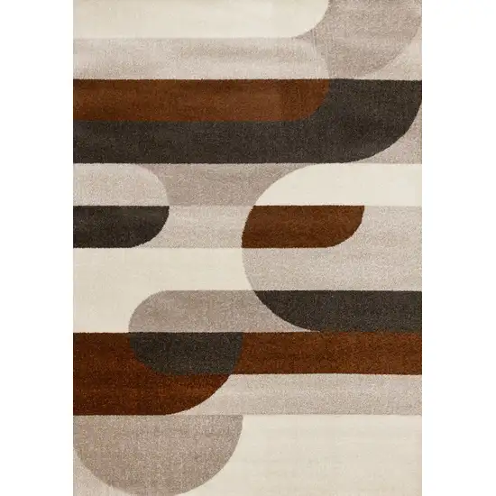 Cream Red And Brown Geometric Area Rug Photo 4