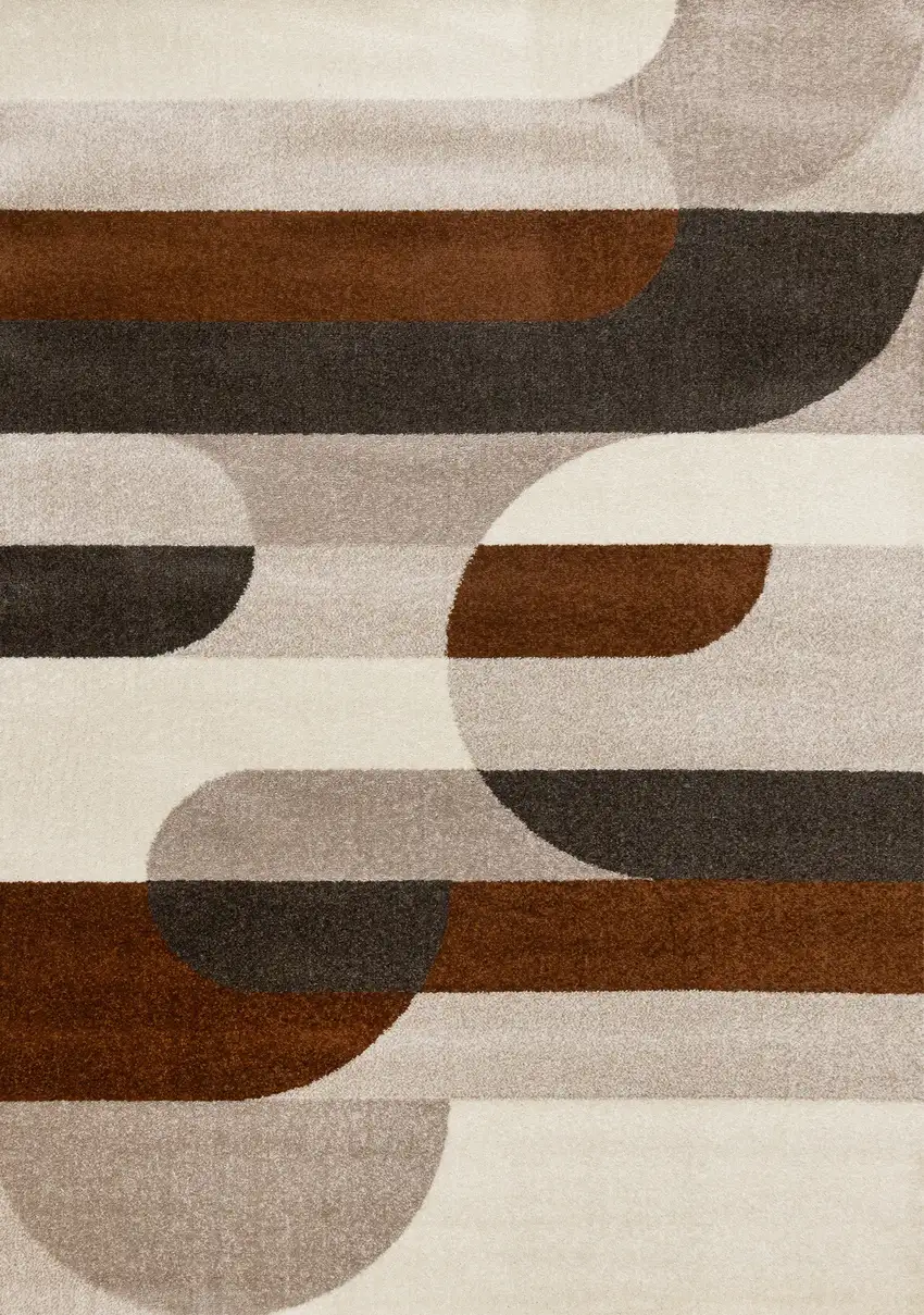 Cream Red And Brown Geometric Area Rug Photo 4