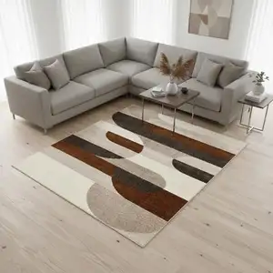 Photo of Cream Red And Brown Geometric Area Rug