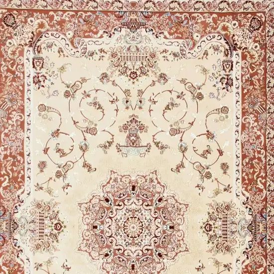 Orange and Ivory Oriental Power Loom Area Rug Photo 4