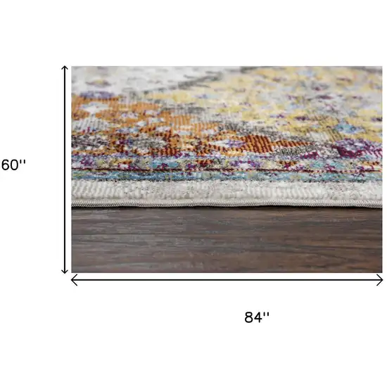 Cream Rust Gold And Blue Diamond Area Rug Photo 6