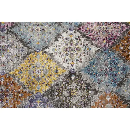 Cream Rust Gold And Blue Diamond Area Rug Photo 5
