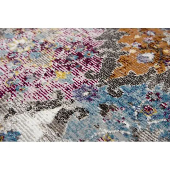 Cream Rust Gold And Blue Diamond Area Rug Photo 4