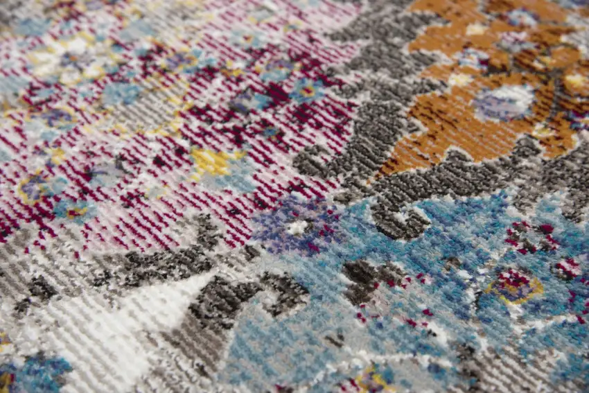 Cream Rust Gold And Blue Diamond Area Rug Photo 4