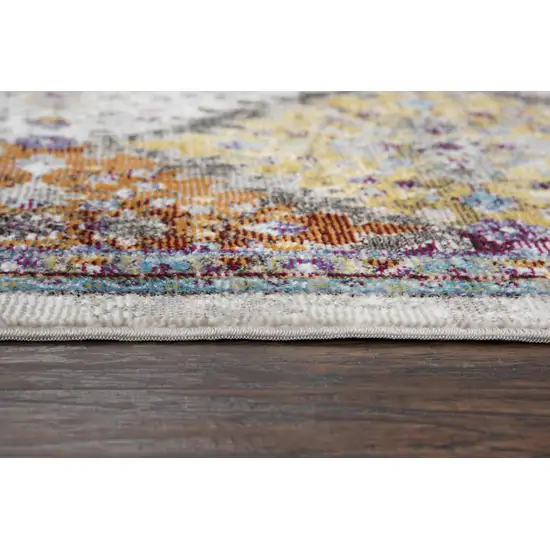 Cream Rust Gold And Blue Diamond Area Rug Photo 1