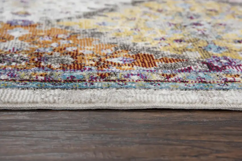 Cream Rust Gold And Blue Diamond Area Rug Photo 1