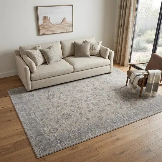 Cream Southwestern Power Loom Stain Resistant Area Rug Photo 1