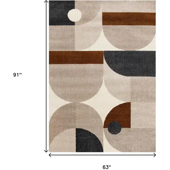 Cream Taupe And Red Geometric Area Rug Photo 3