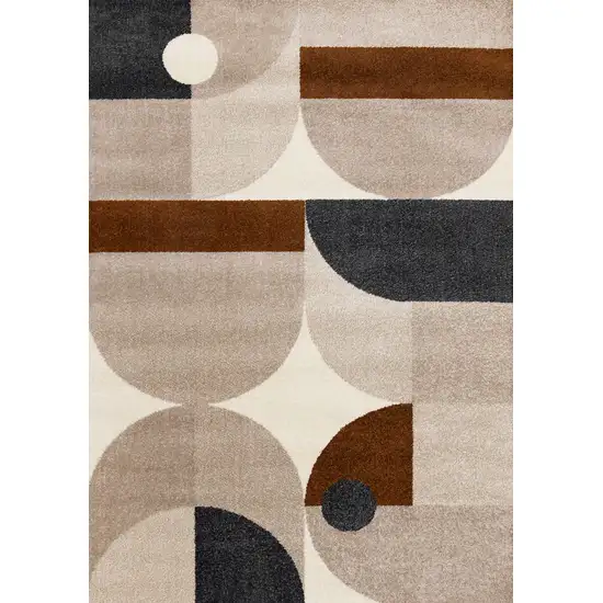 Cream Taupe And Red Geometric Area Rug Photo 2