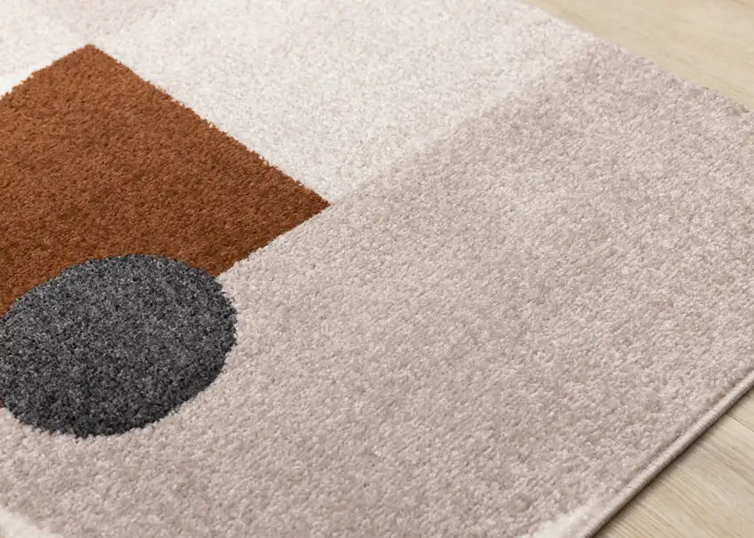 Cream Taupe And Red Geometric Area Rug Photo 7