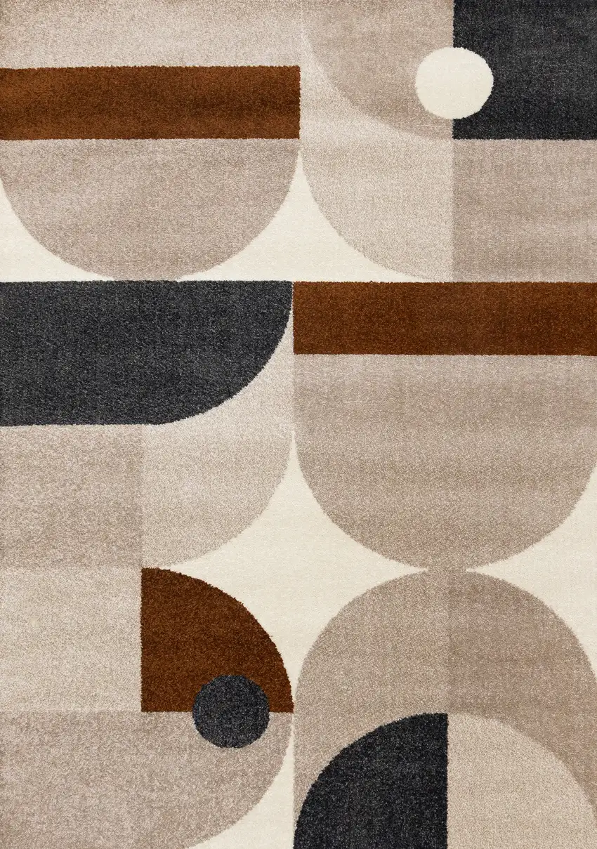 Cream Taupe And Red Geometric Area Rug Photo 4