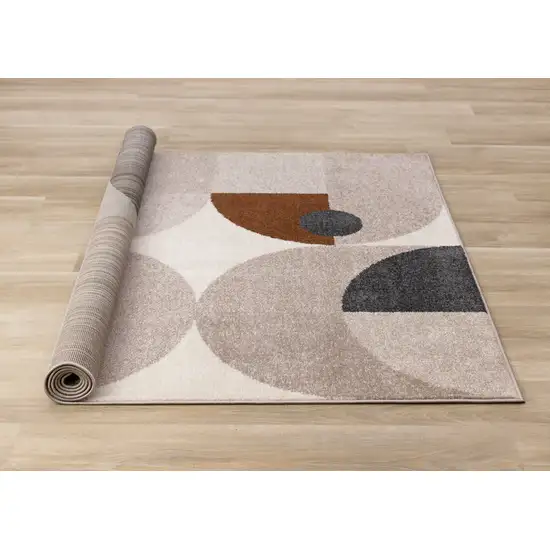 Cream Taupe And Red Geometric Area Rug Photo 9