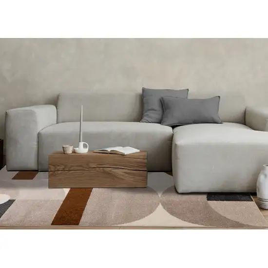 Cream Taupe And Red Geometric Area Rug Photo 6