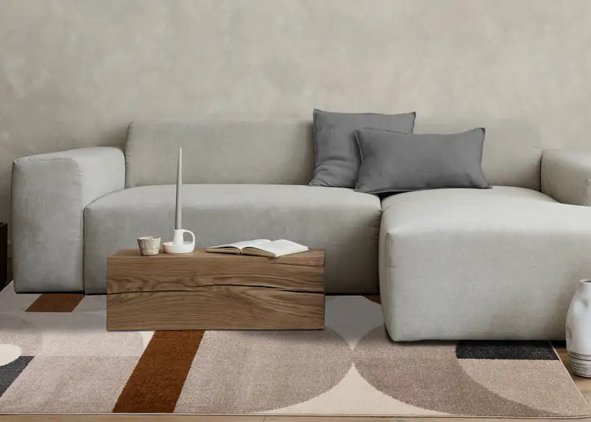 Cream Taupe And Red Geometric Area Rug Photo 6