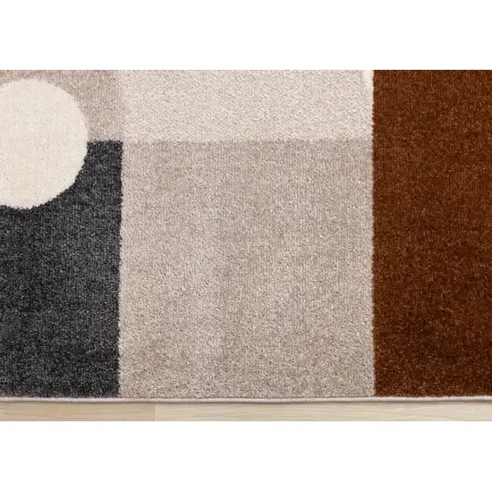 Cream Taupe And Red Geometric Area Rug Photo 6