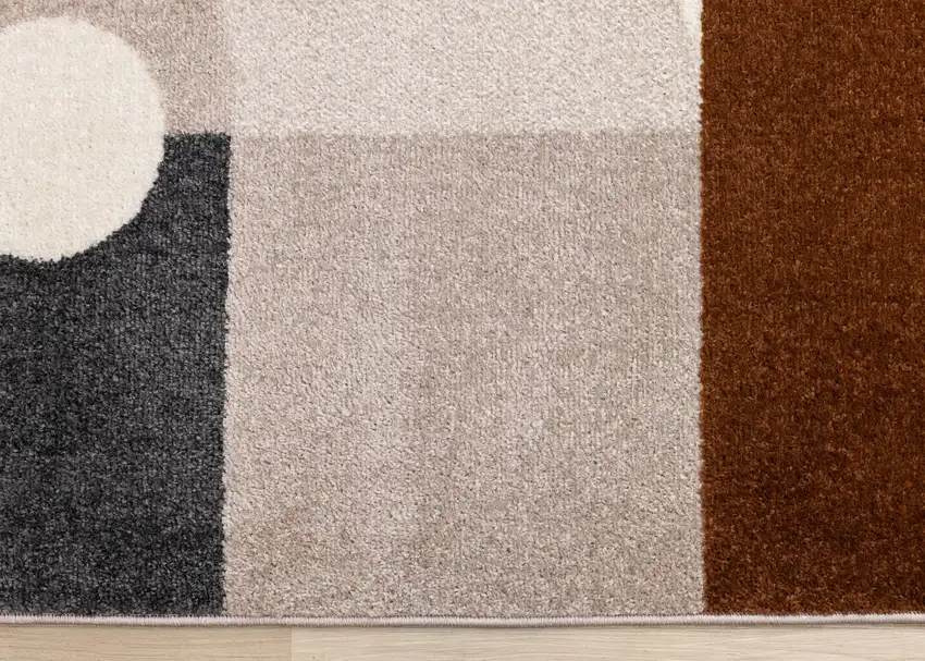 Cream Taupe And Red Geometric Area Rug Photo 6