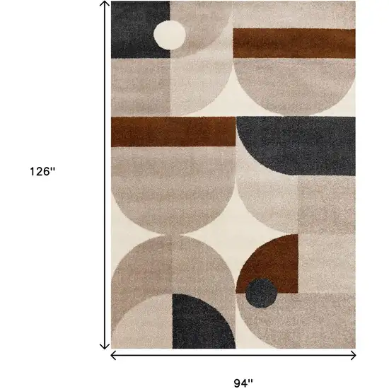 Cream Taupe And Red Geometric Area Rug Photo 3